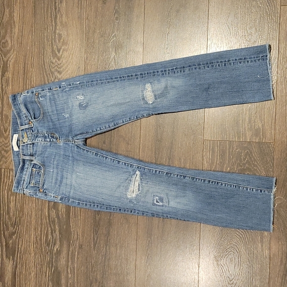 ❤️ ANN TAYLOR LOFT DISTRESSED MODERN STRAIGHT LEG JEANS, 00P (24 PETITE) - Picture 1 of 4